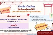 โรงเรียนเบญจมราชาลัย ในพระบรมราชูปถัมภ์ เปิดรับสมัครนักเรียนชั้นมัธยมศึกษาปีที่ 1 ปีการศึกษา 2569 ประเภทห้องเรียนทั่วไป (รอบเพิ่มเติม)